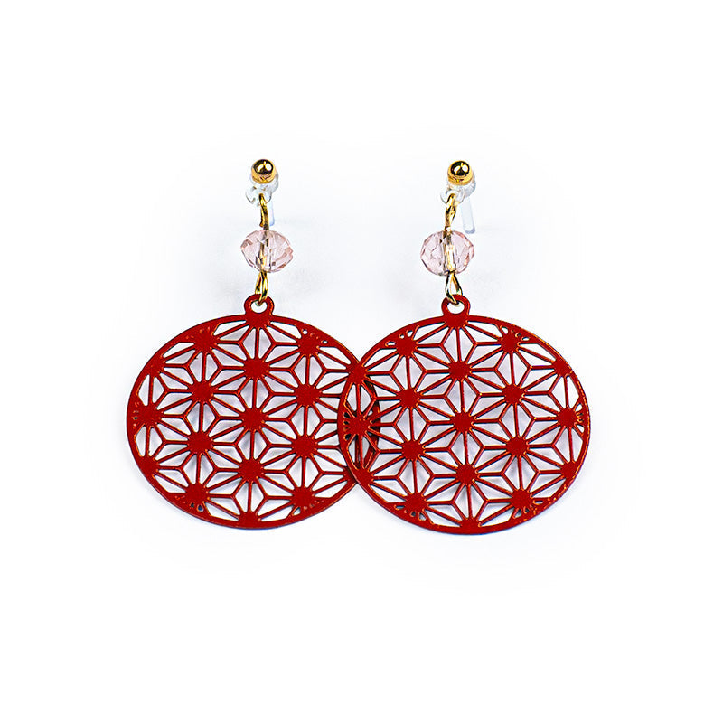 Pendientes Japoneses - Motivo Asanoha Rojo