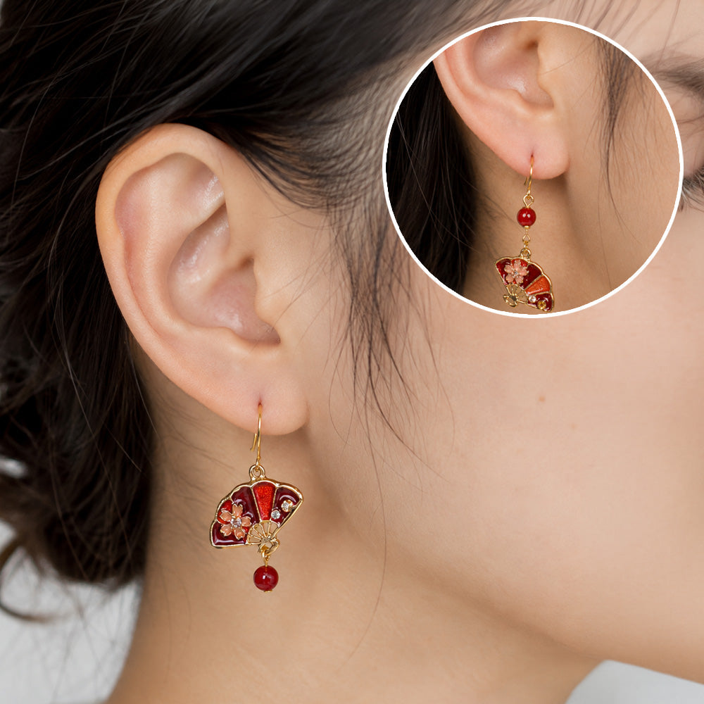 Pendientes japoneses Sensu rojos