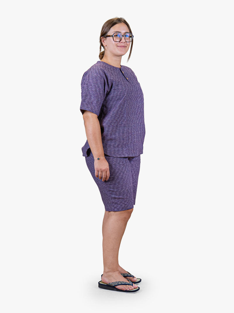 Pijama Japonés Estilo Jinbei Mujer – Morado