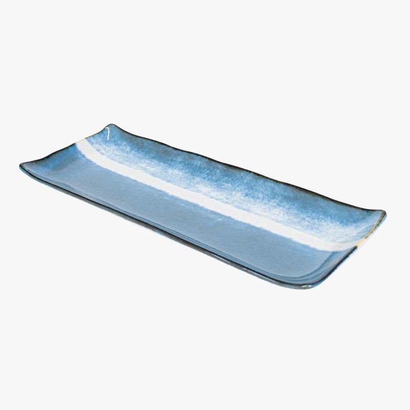 Plato japonés rectangular azul
