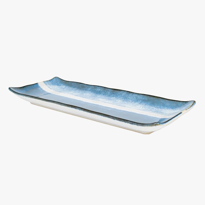 Plato japonés rectangular azul