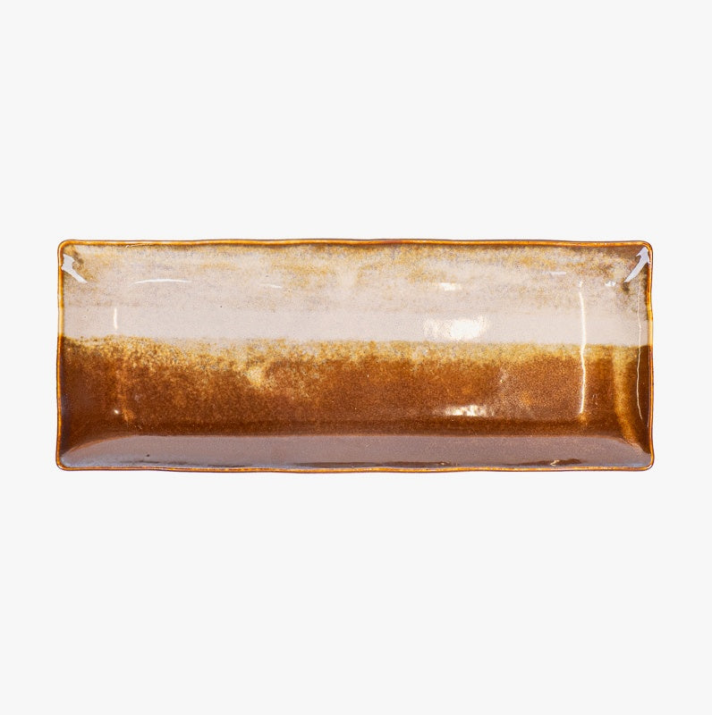 Plato japonés rectangular marrón