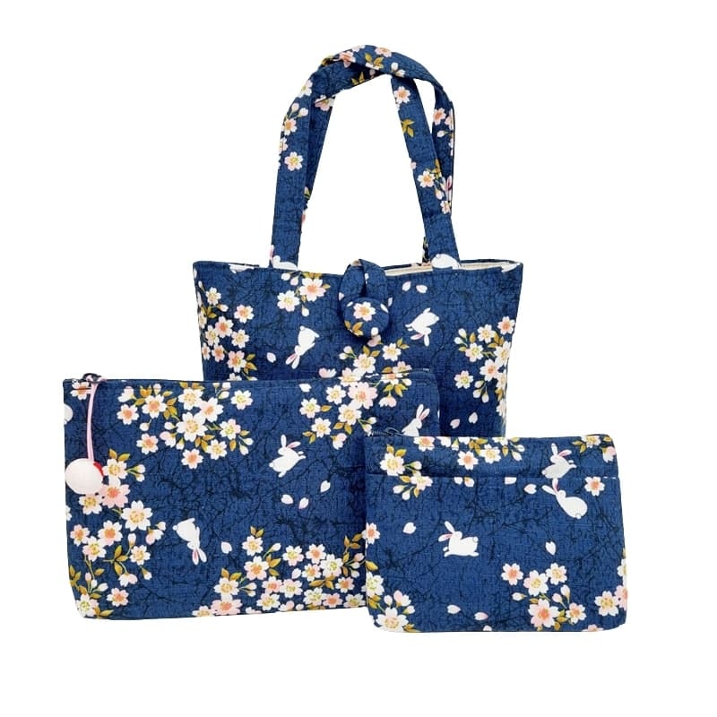 Pochette Japonaise Usagi Sakura Bleu