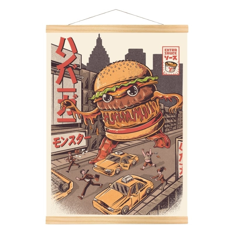 Póster Japonés Burgerzilla A3