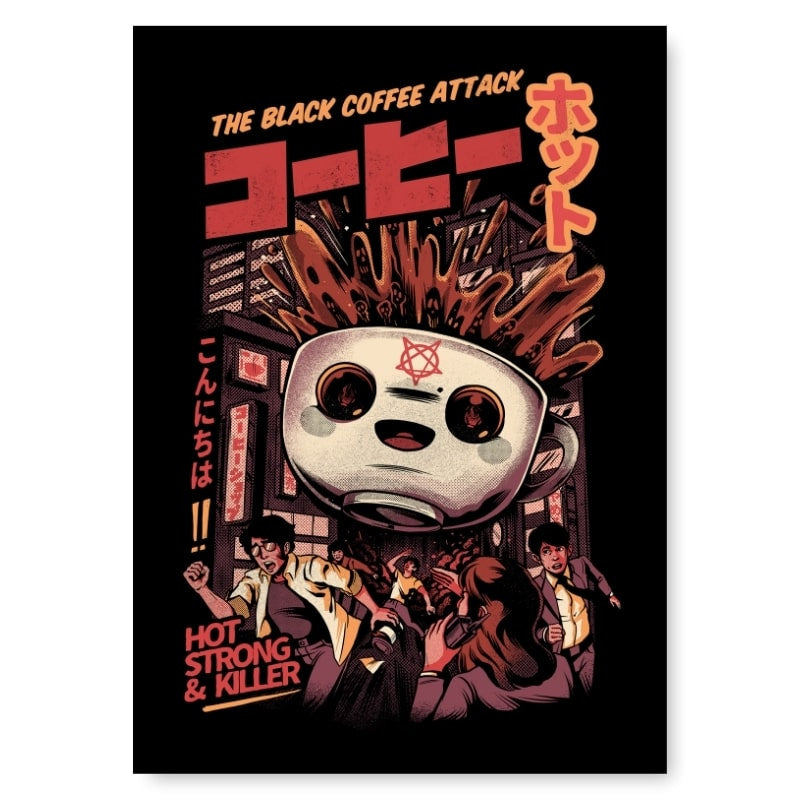 Póster Japonés Café Negro A3