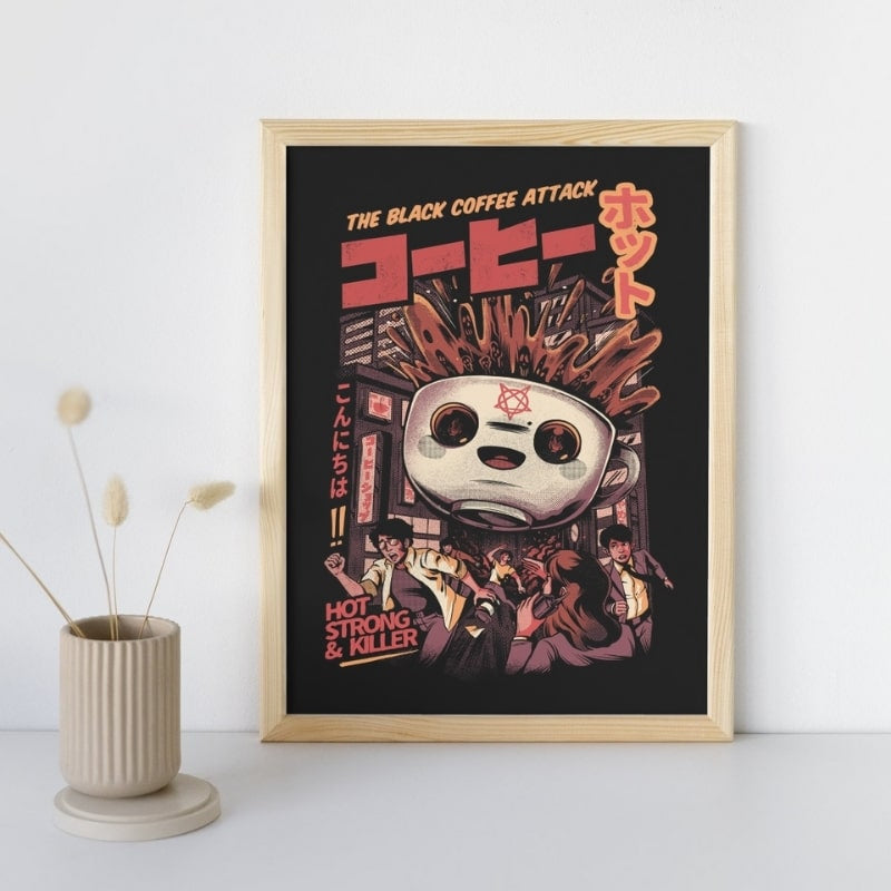 Póster Japonés Café Negro A3