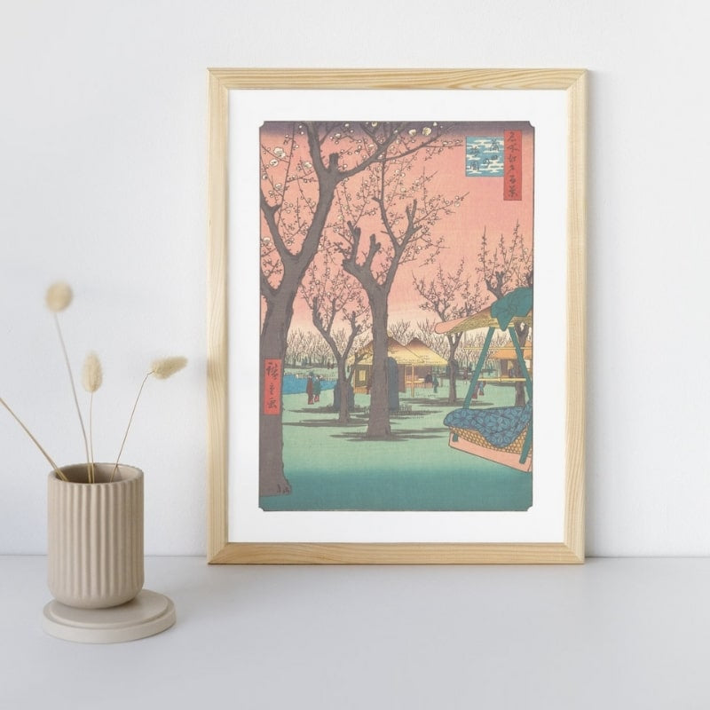 Póster Japonés Ciruelos en Kamata A3
