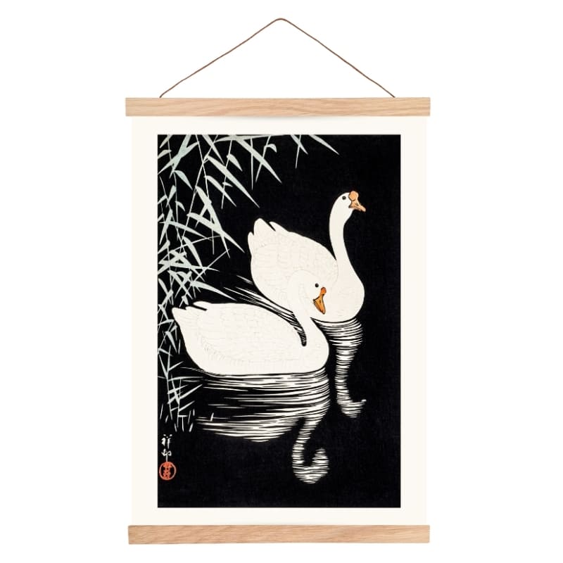 Póster Japonés Gansos Blancos A3