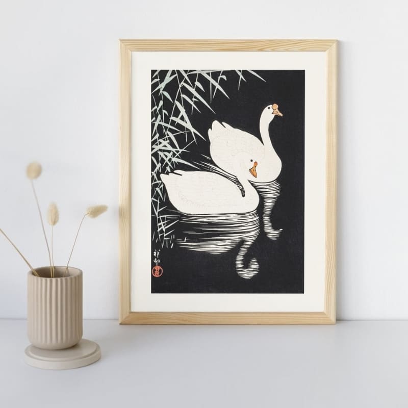 Póster Japonés Gansos Blancos A3