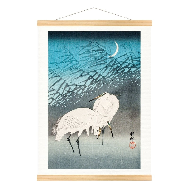 Póster Japonés Garzas y Juncos A3