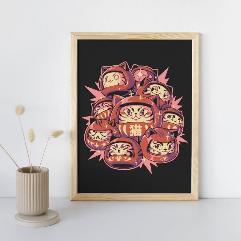 Póster Japonés Gato Daruma A3
