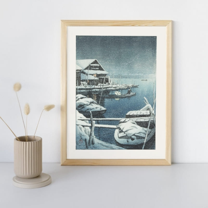 Póster Japonés Nieve en Mukojima A3