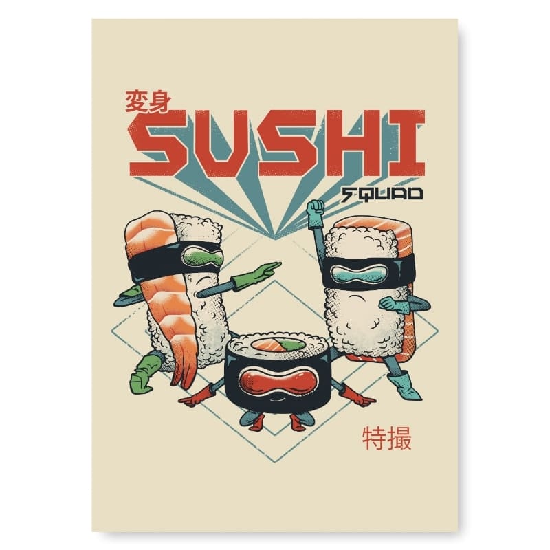 Póster Japonés Sushi Squad A3