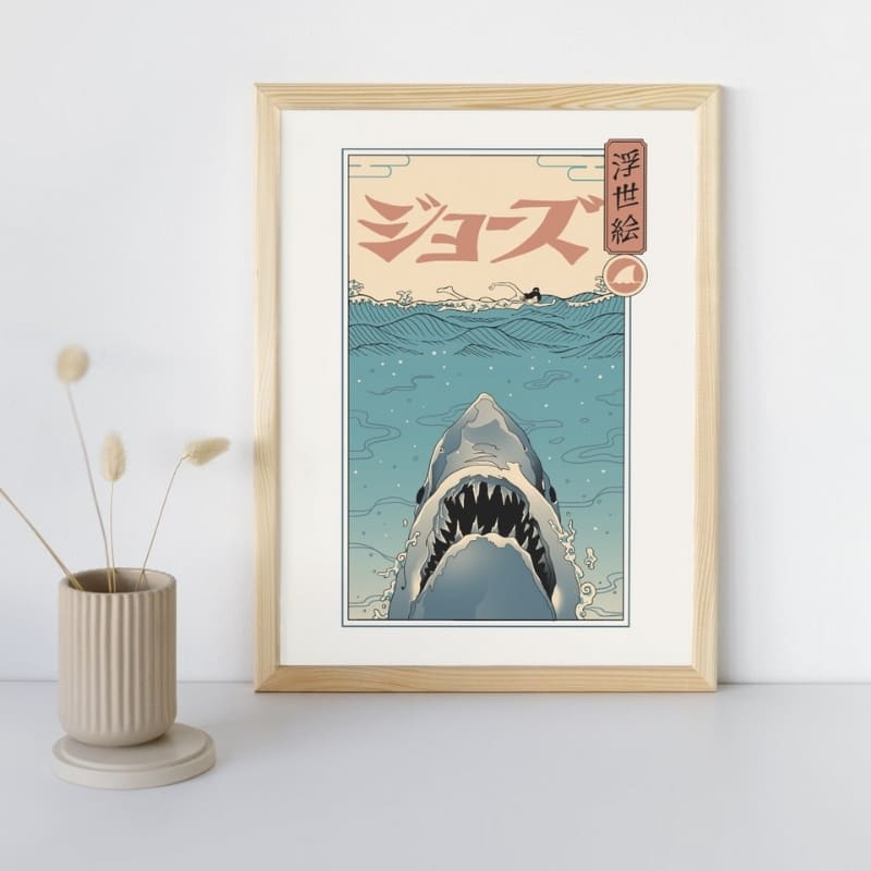 Póster Japonés Ukiyo-e Ataque de Tiburón A3