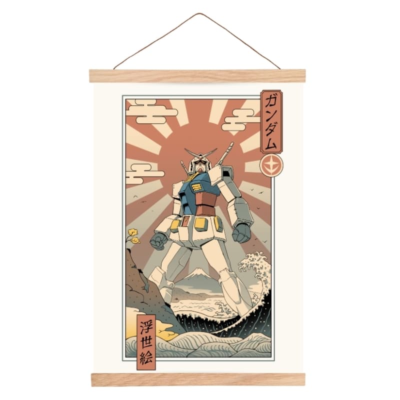 Póster Japonés Ukiyo-e Gundam & Fuji A3