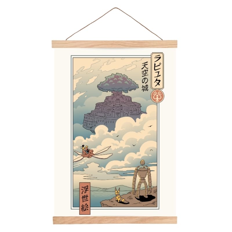 Póster Japonés Ukiyo-e Un Castillo en el Cielo A3