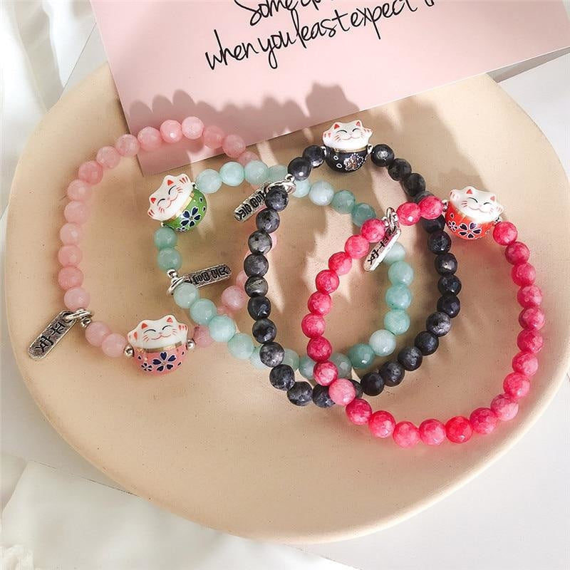 Pulsera Maneki Neko - Perlas