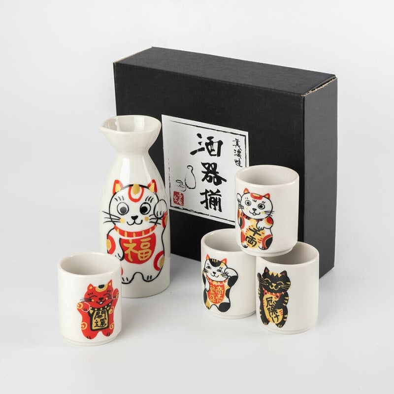 Juego de sake Maneki Neko