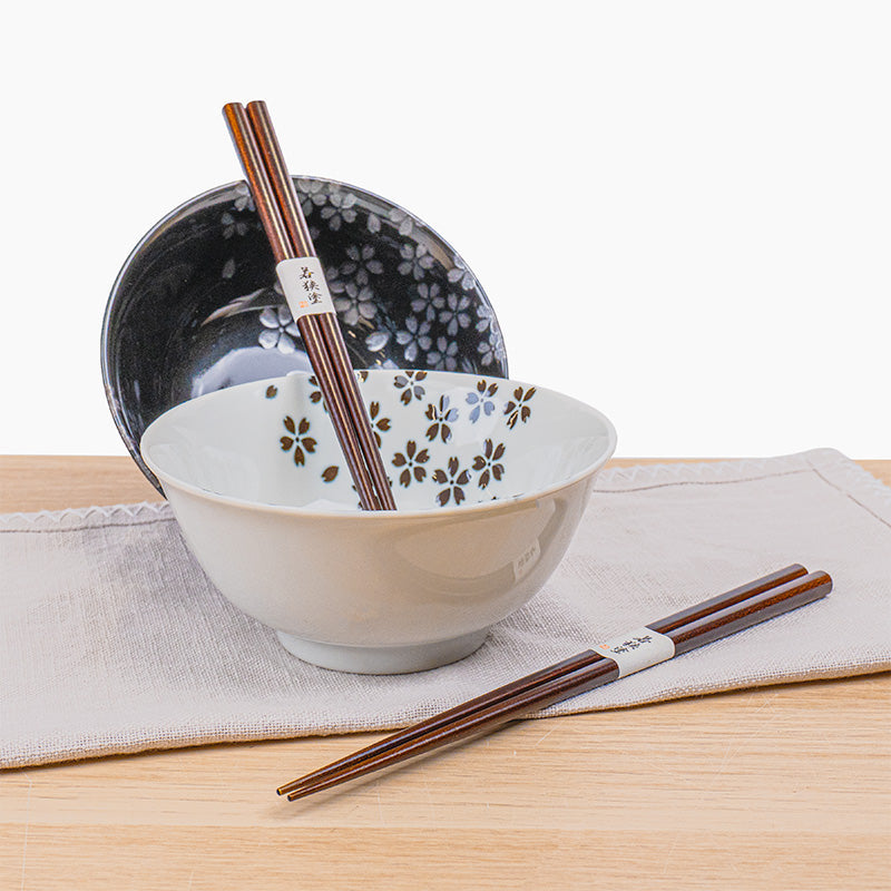 Set de 2 cuencos japoneses blanco y negro