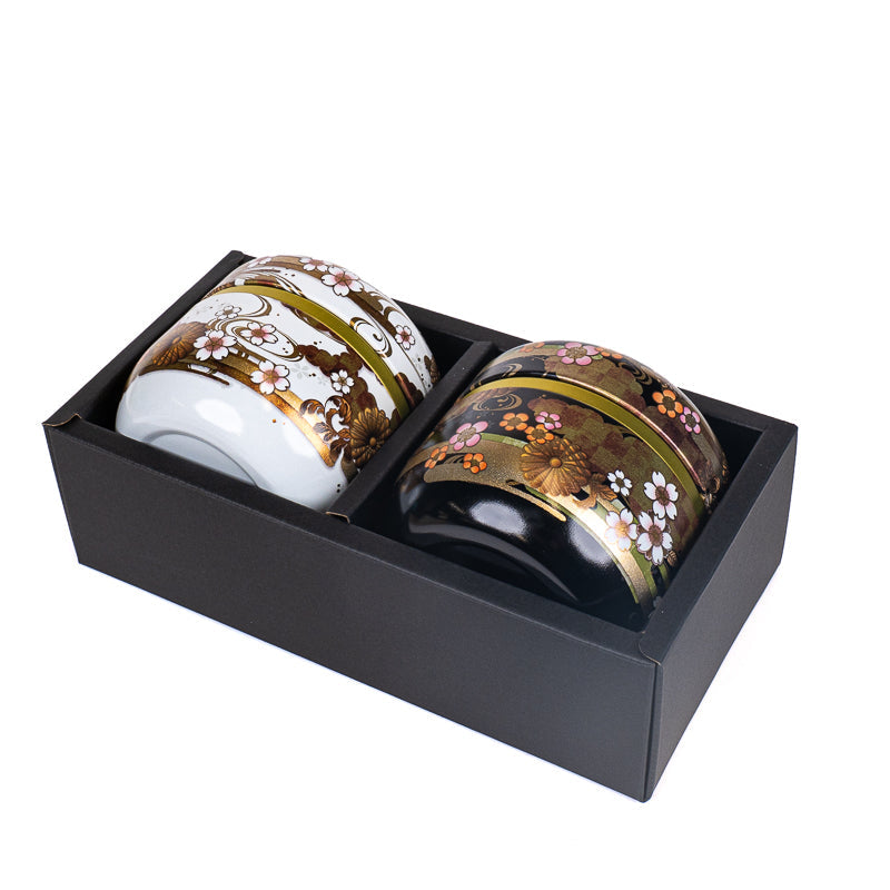 Set de Dos Latas de Té de Metal - Negro & Blanco