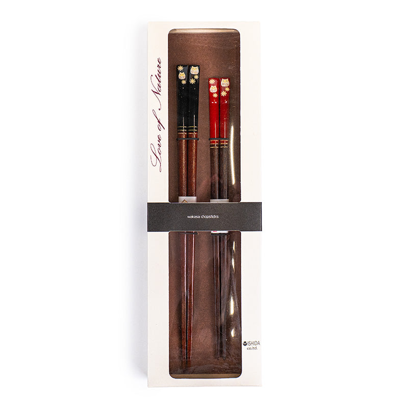 Set de dos palillos japoneses «Chouette»