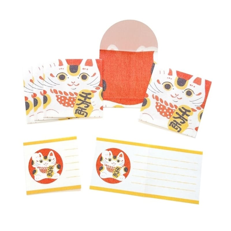 Set Tarjetas y Sobres Pochibumi Maneki Neko
