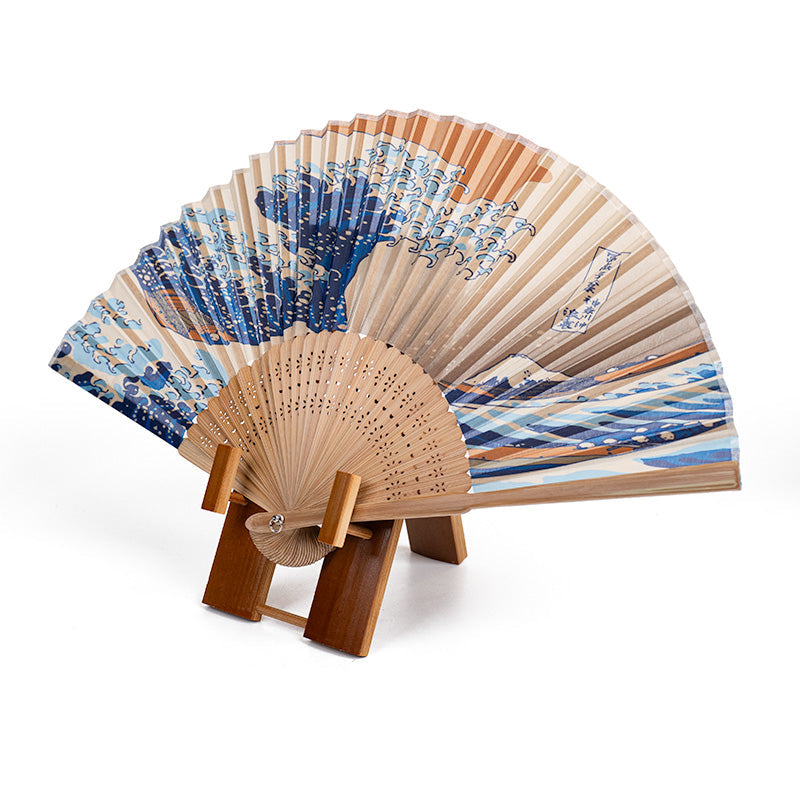 Soporte Abanico Japonés Plegable Bambú