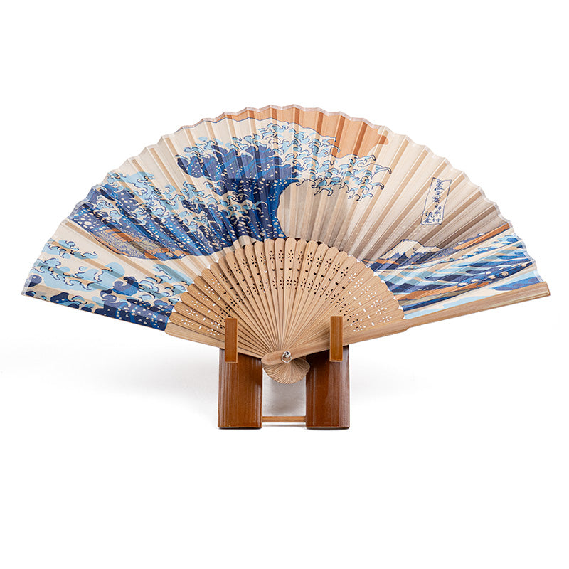 Soporte Abanico Japonés Plegable Bambú