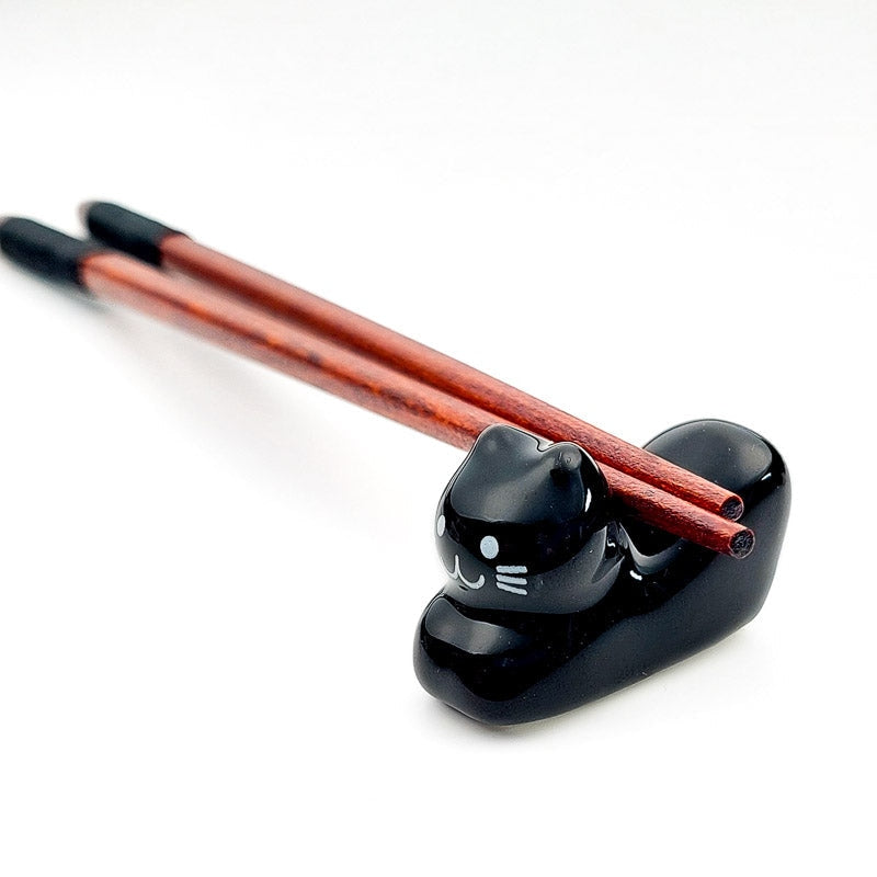 Soporte Palillos Japoneses Gato Negro