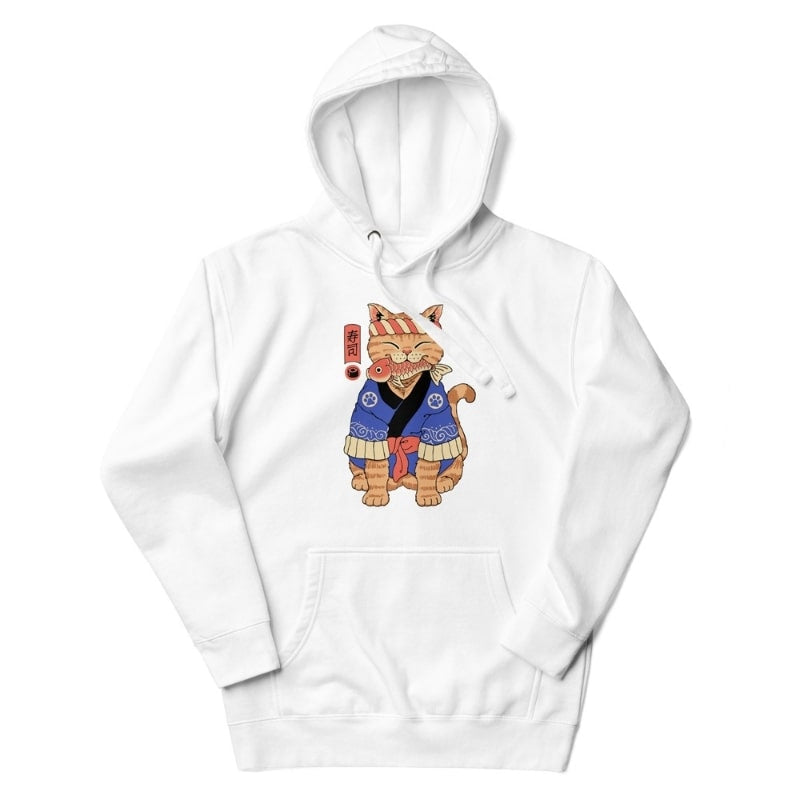 Sudadera Japonesa Neko Maestro Sushi S / Blanco