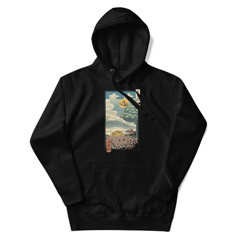 Sudadera Japonesa Ukiyo-e Guardianes del Bosque S / Negro