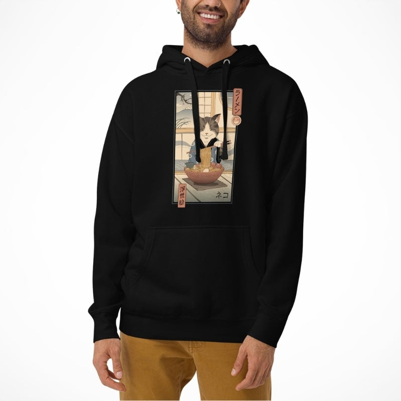 Sudadera Japonesa Ukiyo-e Neko Ramen