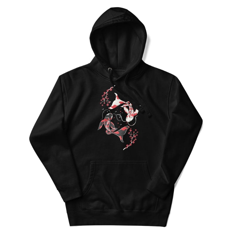Sudadera japonesa Sakura Koi - S / Negro
