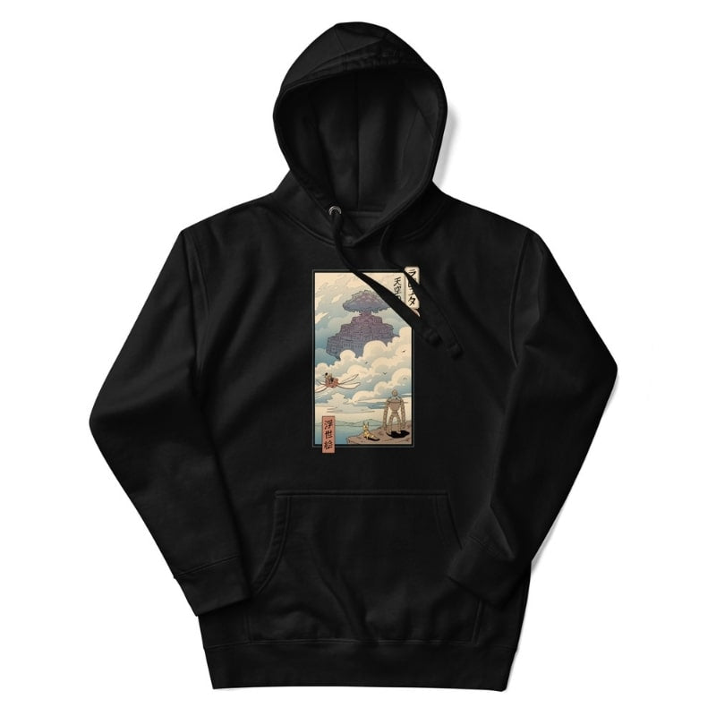 Sudadera japonesa Ukiyo-e Laputa - S / Negro