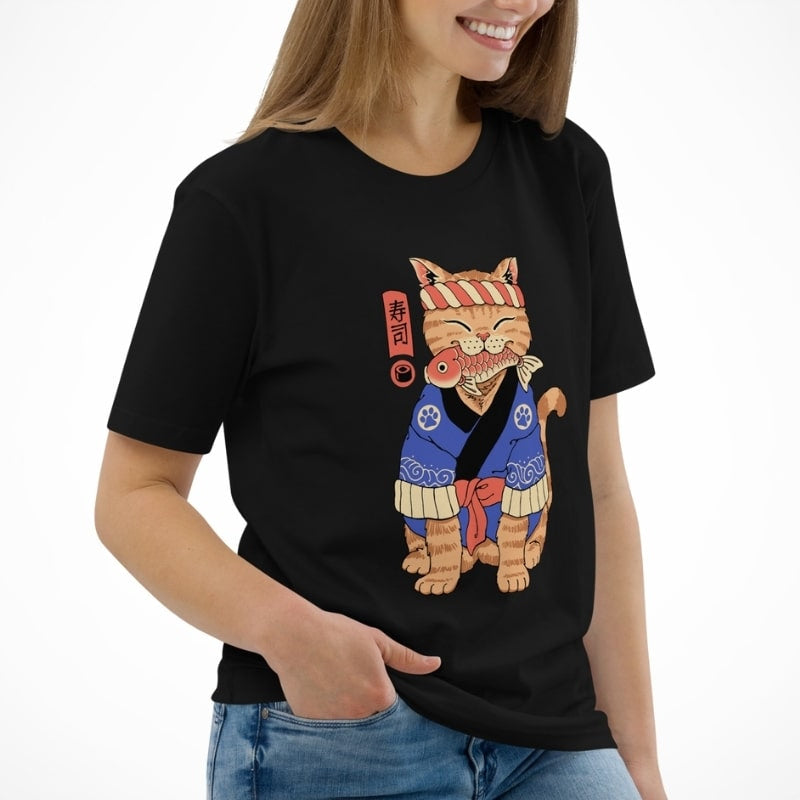 Camiseta japonesa Neko Sushi Master