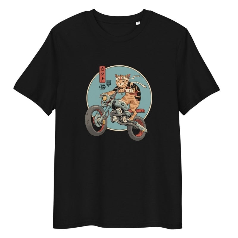Camiseta japonesa Neko Rider - S / Negra