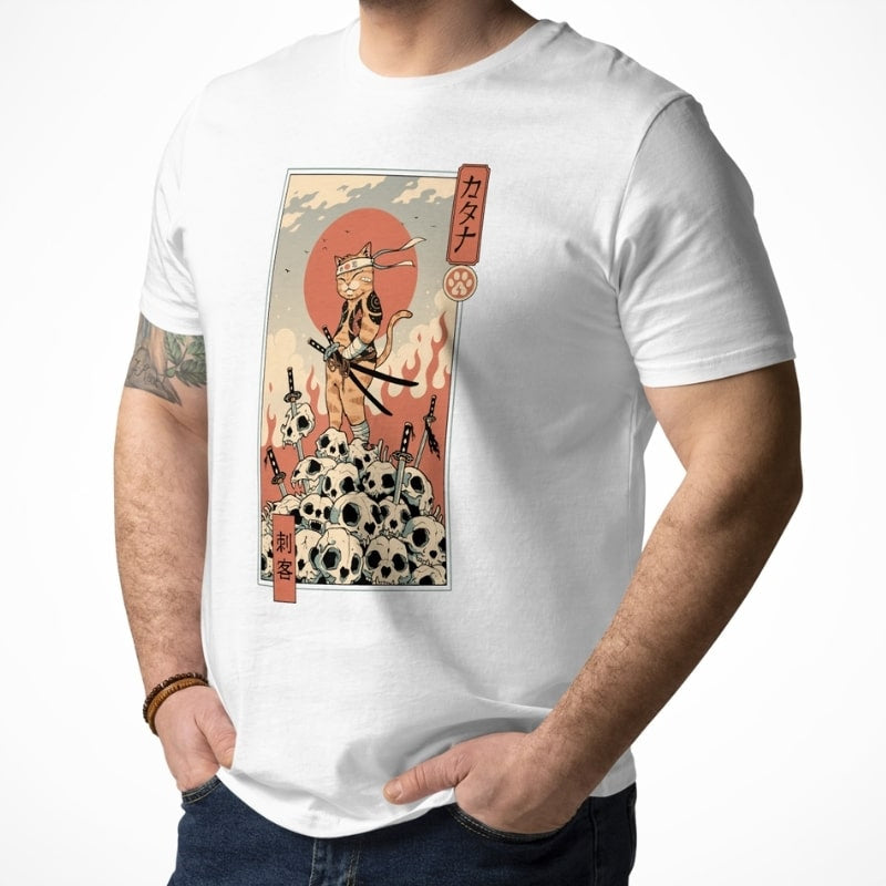 Camiseta Japonesa Ukiyo-e Neko Assassin