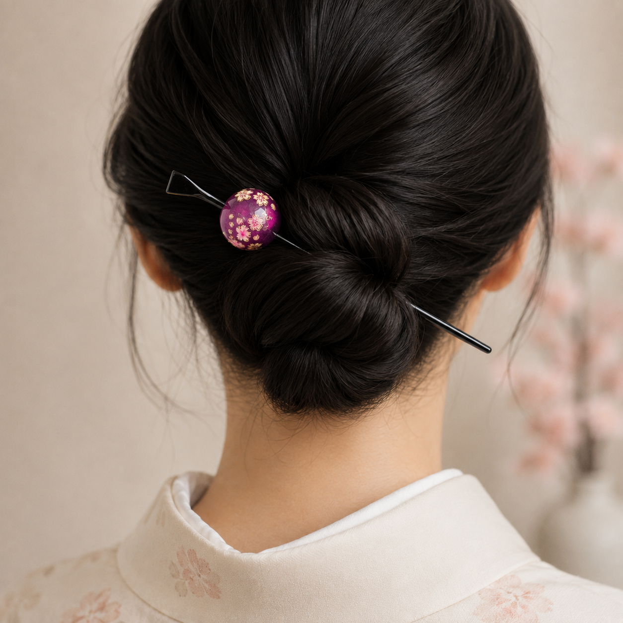 Tama Kanzashi japonés Ukidama morado