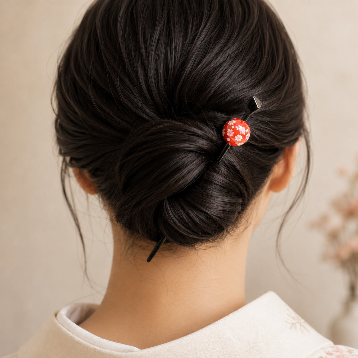 Tama Kanzashi japonés Ukidama rojo