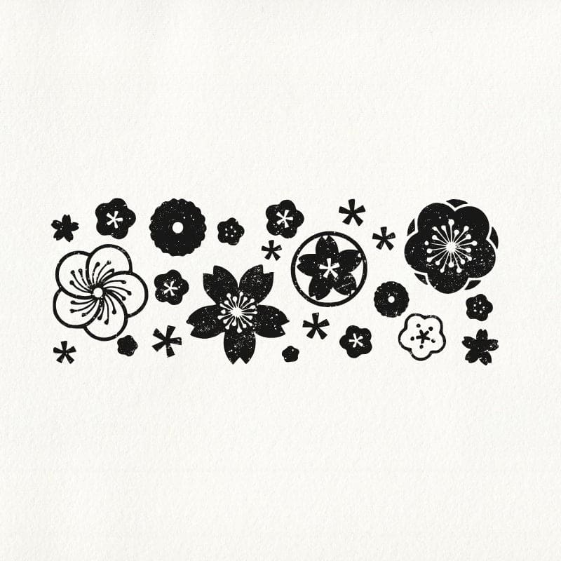 Sello de madera Flores japonesas