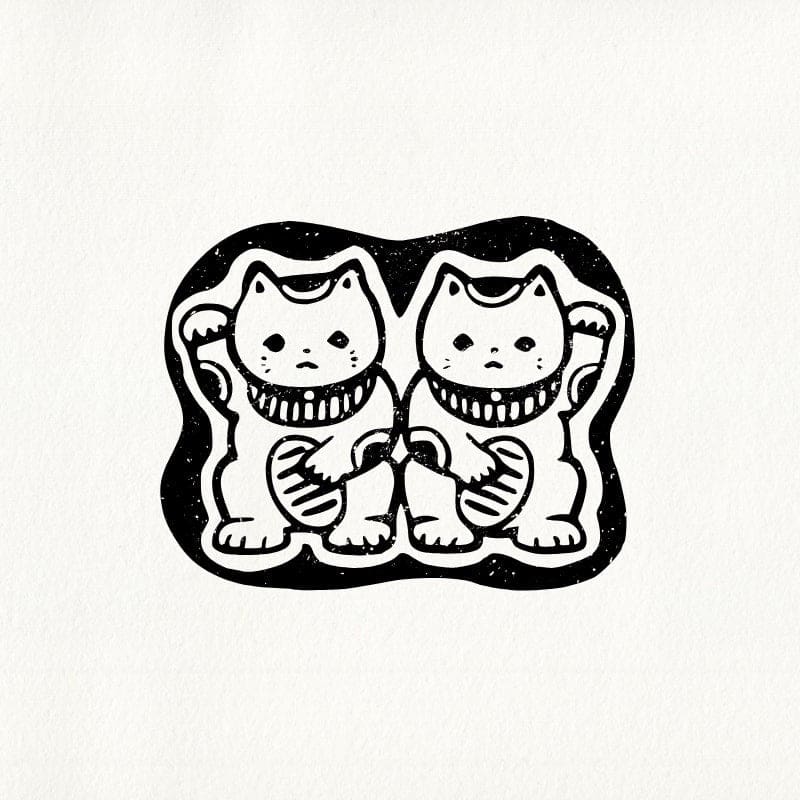 Sello japonés Maneki Neko de Tomikohan