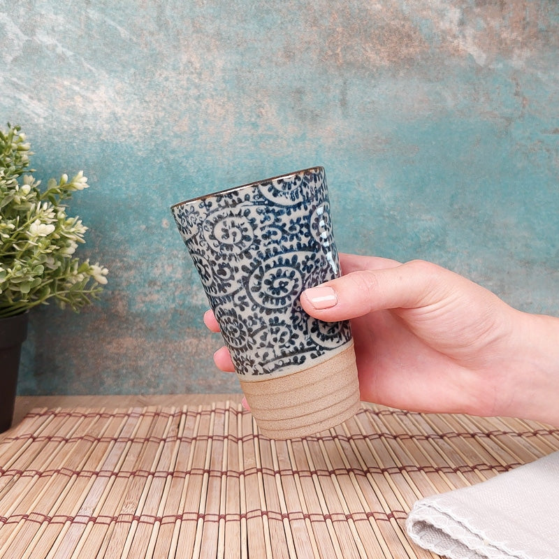 Taza Japonesa Alta Azul