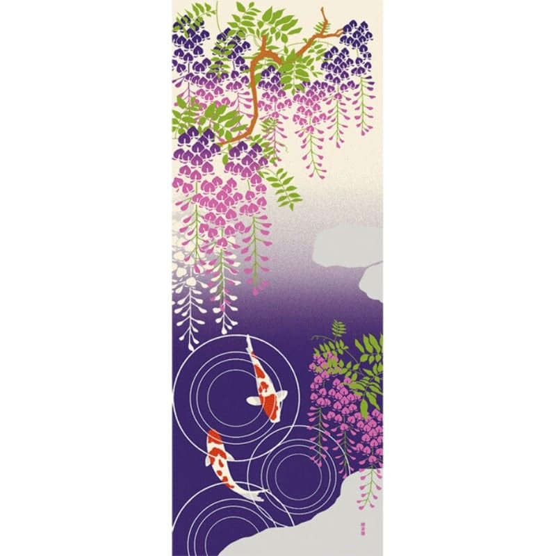 Tenugui Japonais Wisteria & Koi