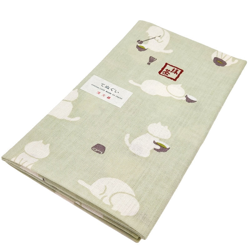 Tenugui Japonés Matcha Cat