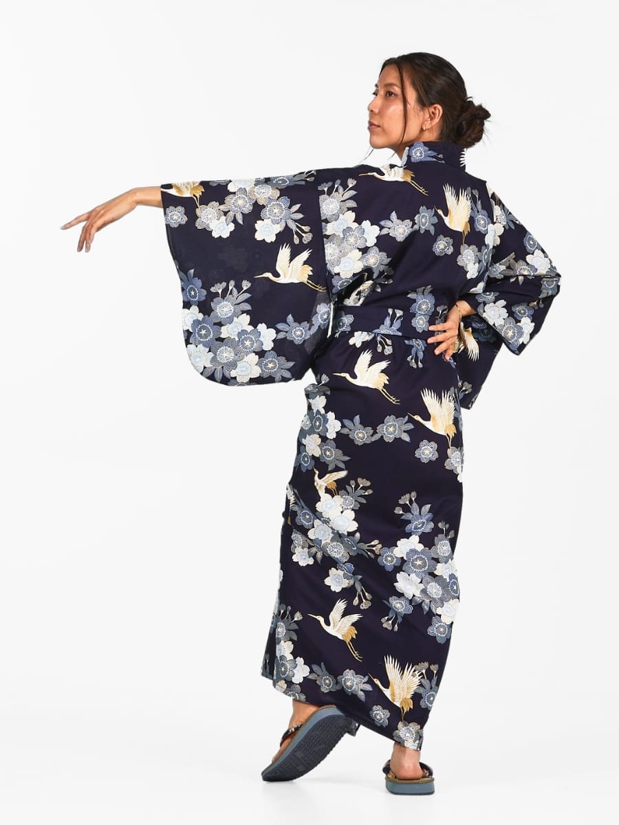 Yukata Kimono Sakura to Tsuru Mujer