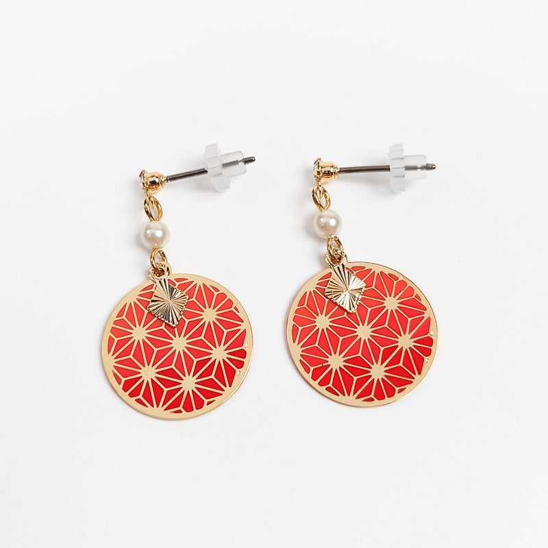 Pendientes rojos Asanoha