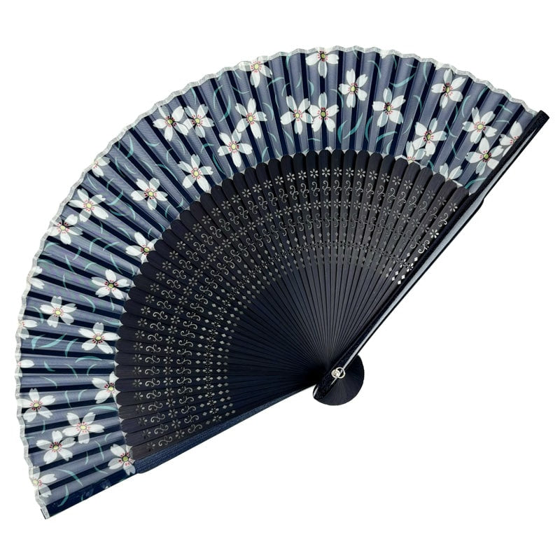 Abanico Japonés Azul Sakura