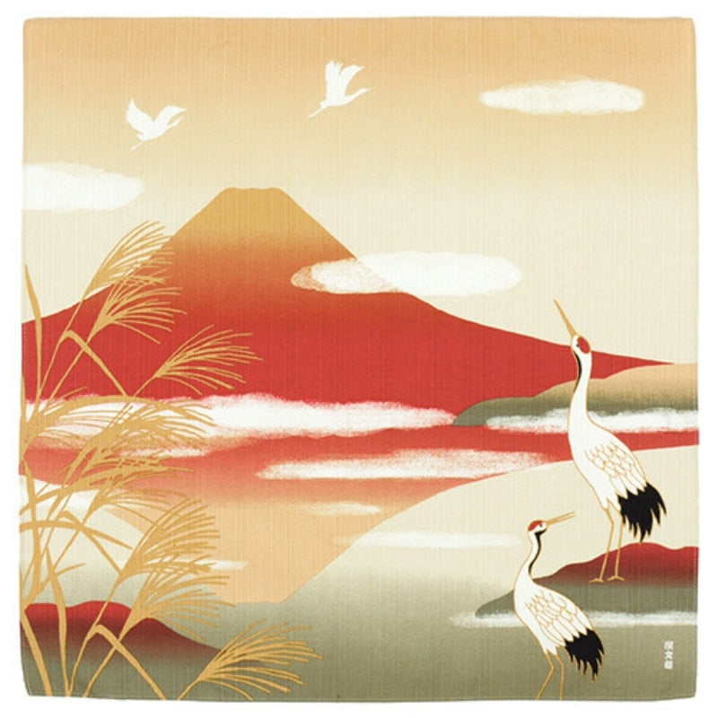 Furoshiki Grulla y Fuji - 50cm x 50cm