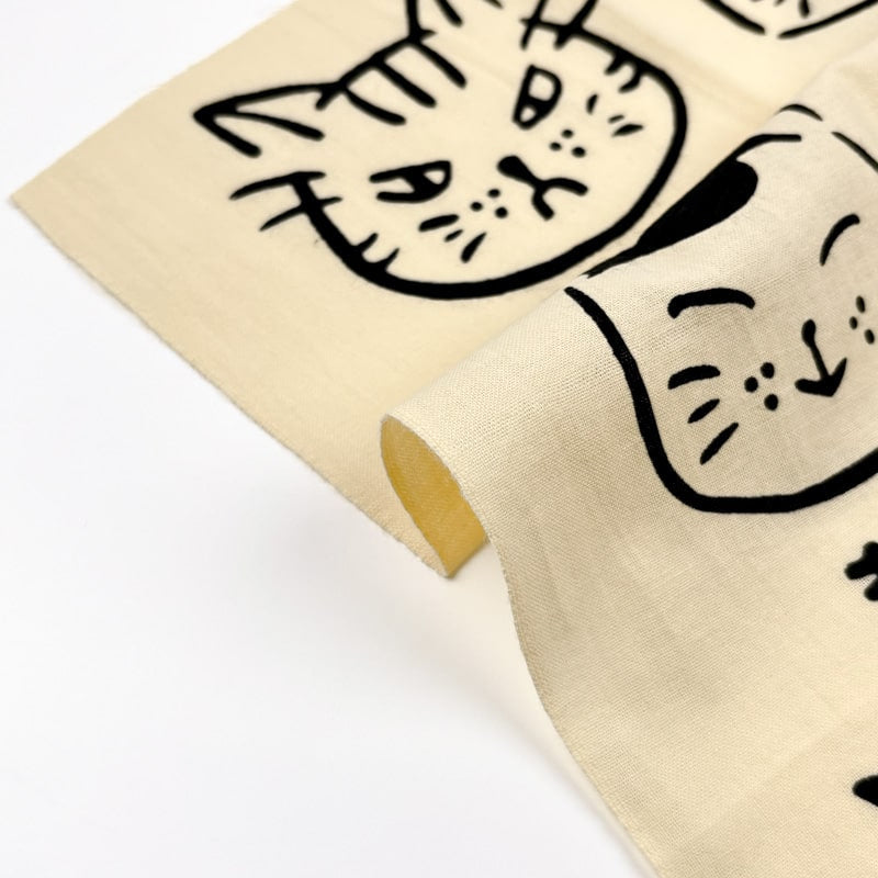 Tenugui Japanese Cat Print