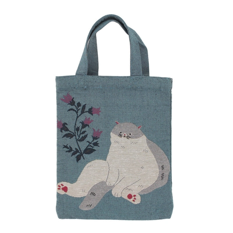 Bolso Tote Gato Japonés Azul